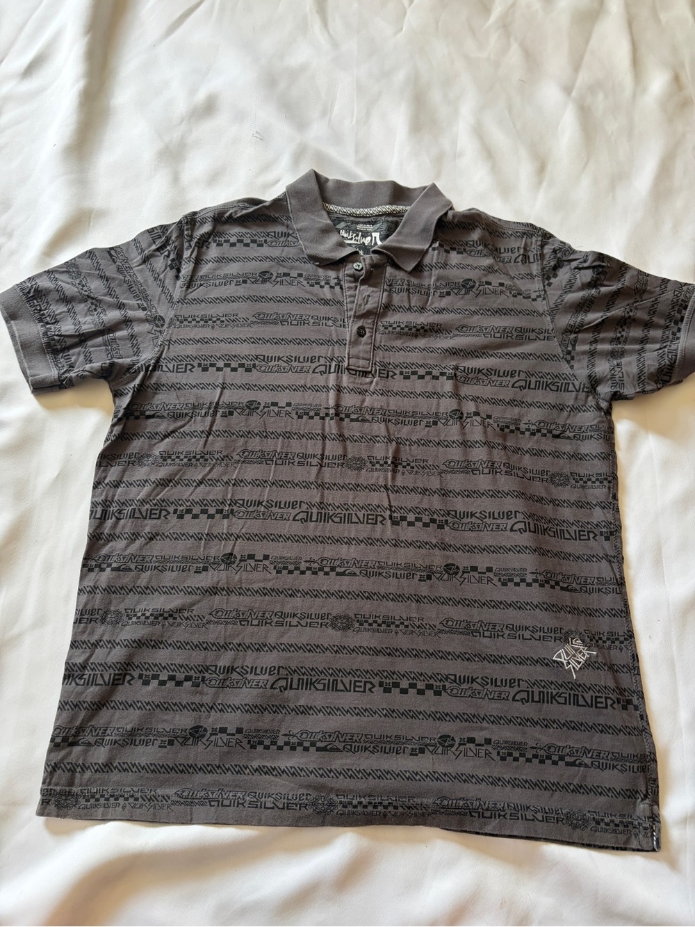 Quiksilver Men's Charcoal Patterned Polo - Dark Gray